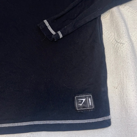 Gymshark Men's Size Small Black Long Sleeve White Logo T-Shirt - Picture 2 of 7